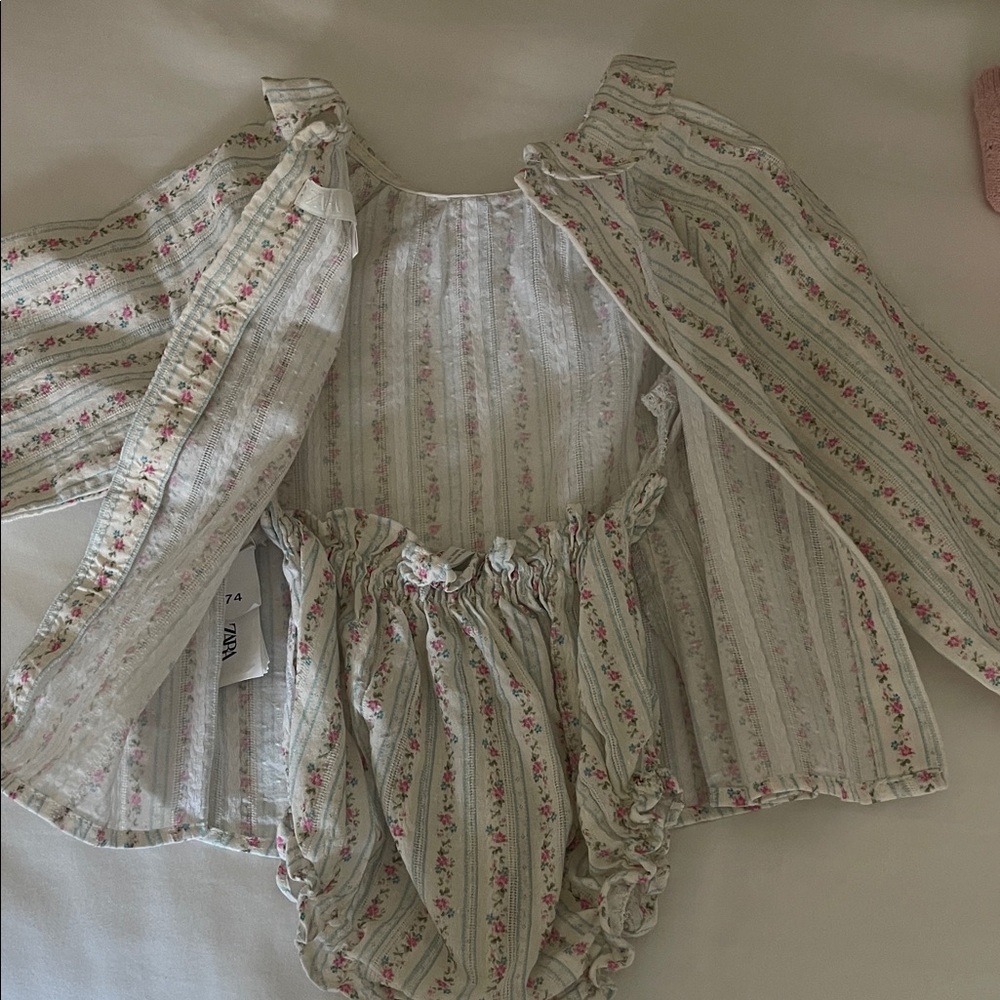 Zara Cream and Pink Floral Baby Set